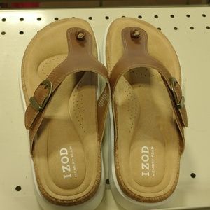 Izod sandals Brown Slides Size 8  Charcy Comfy Sandal with memory foam size 10..